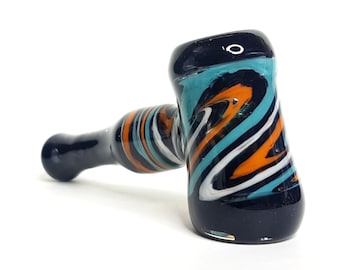 unique glass hammer pipe // sparkle colorful glass hammer // high quality heady glass // tobacco pipe // hand blown inside out frit method