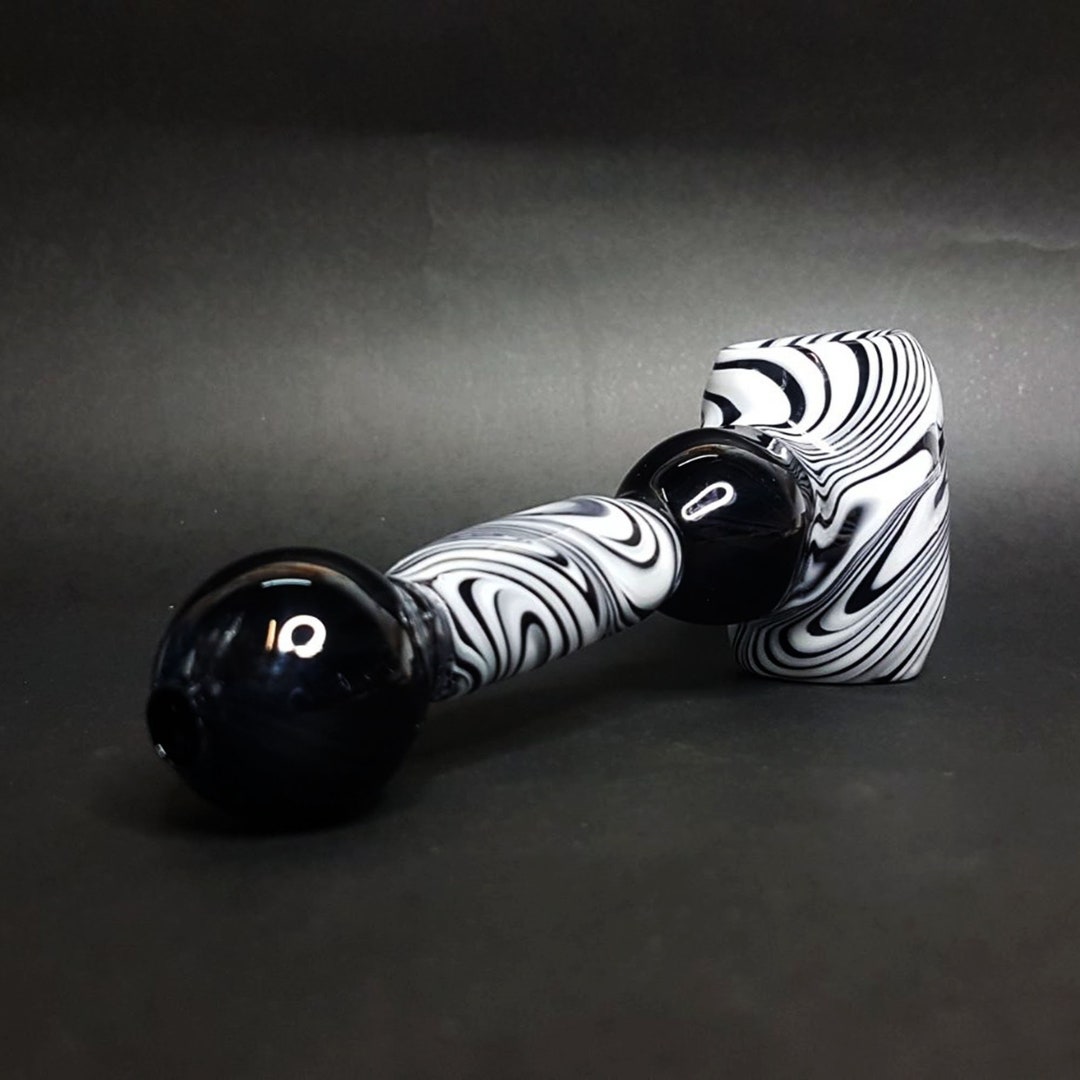 63'' Glass Hammer Pipe // Black and White Playful Etsy