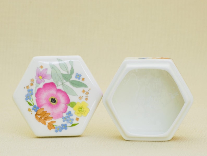 Wedgwood Bone China, meadow Sweet, Floral Hexagonal Trinket Box, Made ...