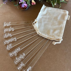 Handmade Herb Marker Set, Garden Herb Markers with Muslin Bag, Herb Markers, Set Of 9 Herb Markers, Plant Marker, Plant Stake