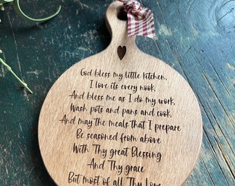Kitchen Prayer Wooden Cutting Board, Small Kitchen Prayer Cutting Board, Kitchen Decor, Engraved Cutting Board, DECORATIVE PURPOSES ONLY