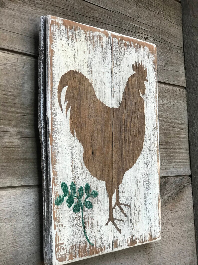 Rustic Country Barn Wood Rooster Wall Hanging Sign Etsy
