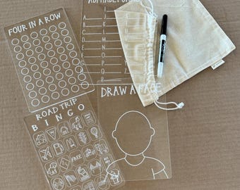 Travel Game Set, Dry Erase Kid Car Games, Travel Games For Kids, Car Games For Kids, Vacation Games, Acrylic Board Games