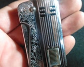 Vintage Occupied Japan Lighter Carona side push lighter Chrome with scrolled leaves engraving Rare find Nice vintage lighter
