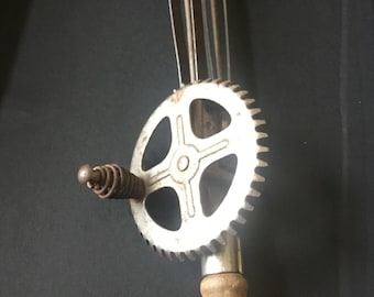 Antique A & J Wood Handle Egg Beater/Hand Mixer (1923)