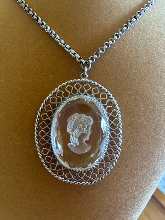 Whiting and Davis Signed Cameo Necklace