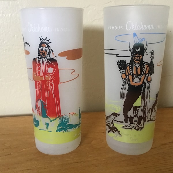 Acee Blue Eagle Knox Oil Promotional Famous Oklahoma Indians Glass Tumblers (Set of Two)