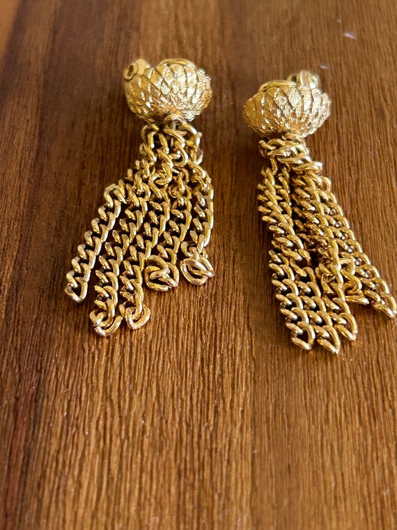 Monet Tassel Drop Gold Chain Dangle Earrings