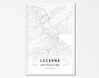 Lucerne Map Print,Switzerland Map,Lucerne Wall Art,City Map Print,DIGITAL DOWNLOAD