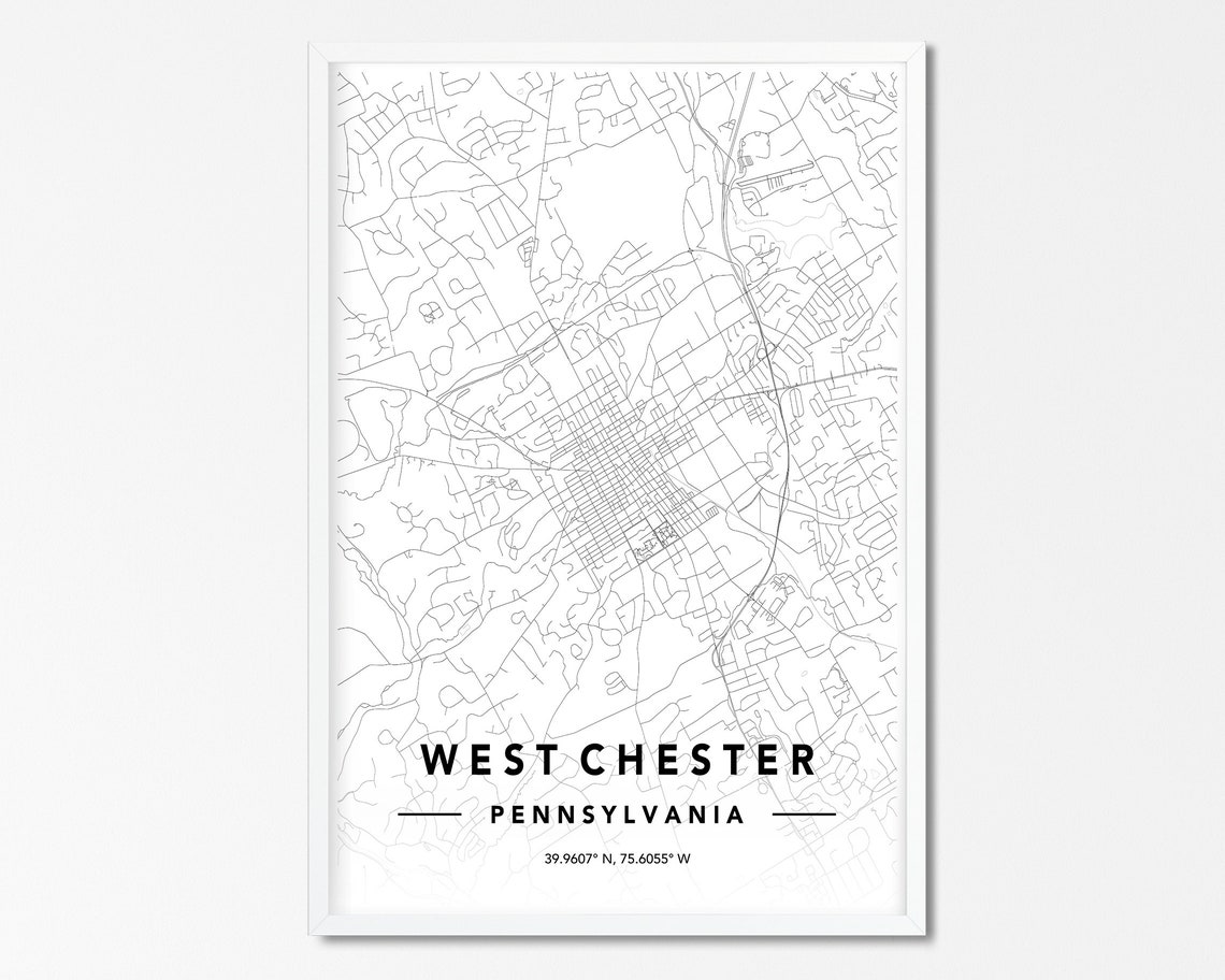 West Chester PA DIGITAL DOWNLOAD Map Print West Chester Map Etsy