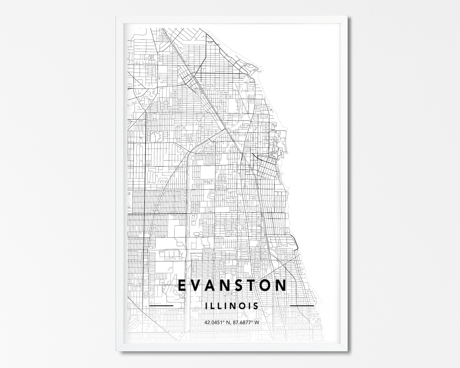 Evanston IL DIGITAL DOWNLOAD Map Evanston Illinois Map Etsy