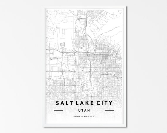 Salt Lake City Map Print Custom Map Print Salt Lake City | Etsy