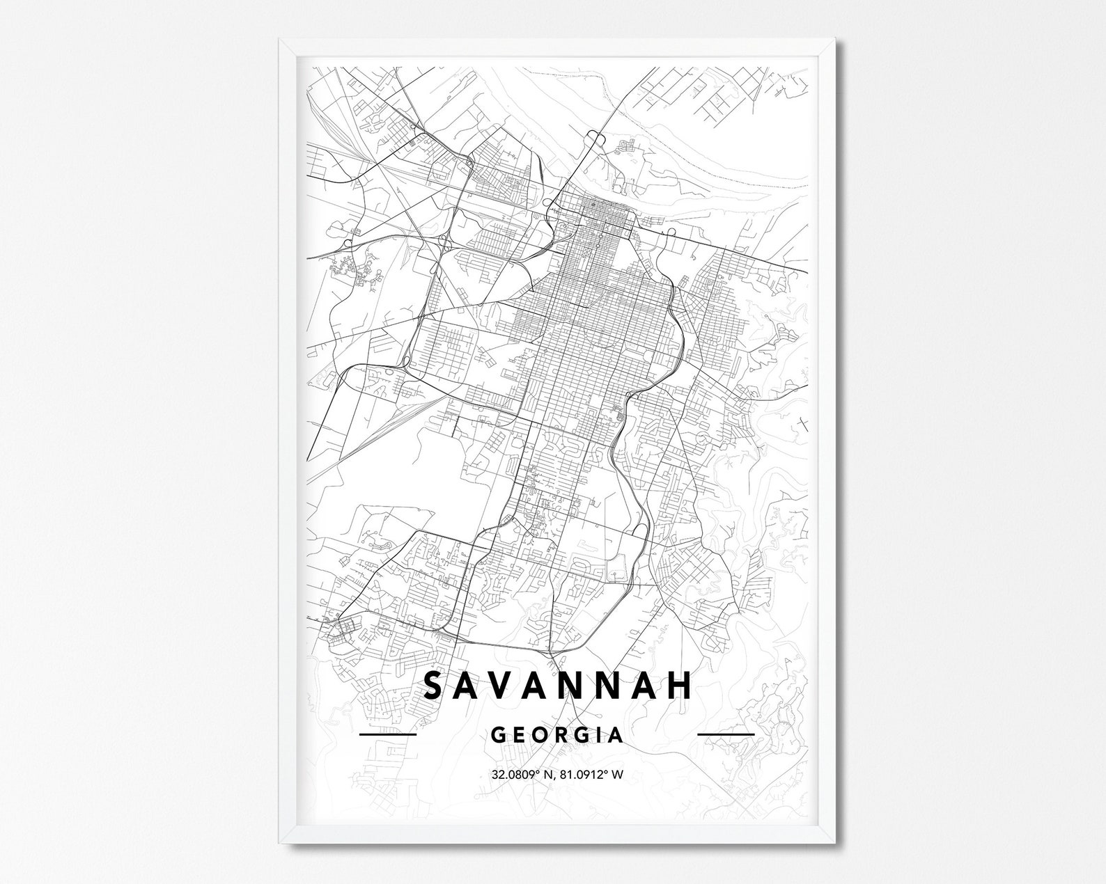 Savannah DIGITAL DOWNLOAD Map Savannah Map Poster Map Of | Etsy