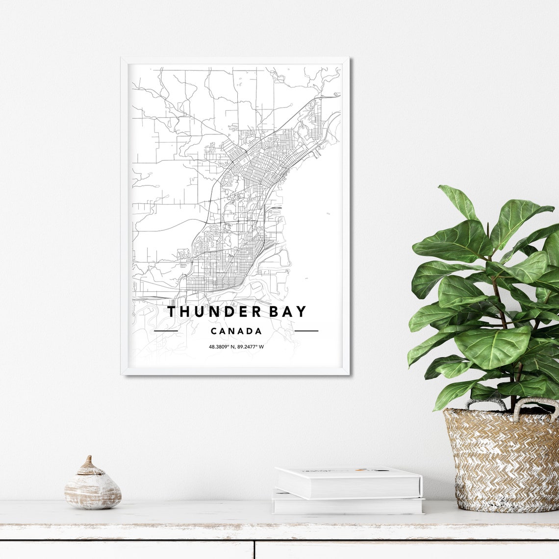 Thunder Bay Map Print Custom Map Print Thunder Bay City Map Etsy