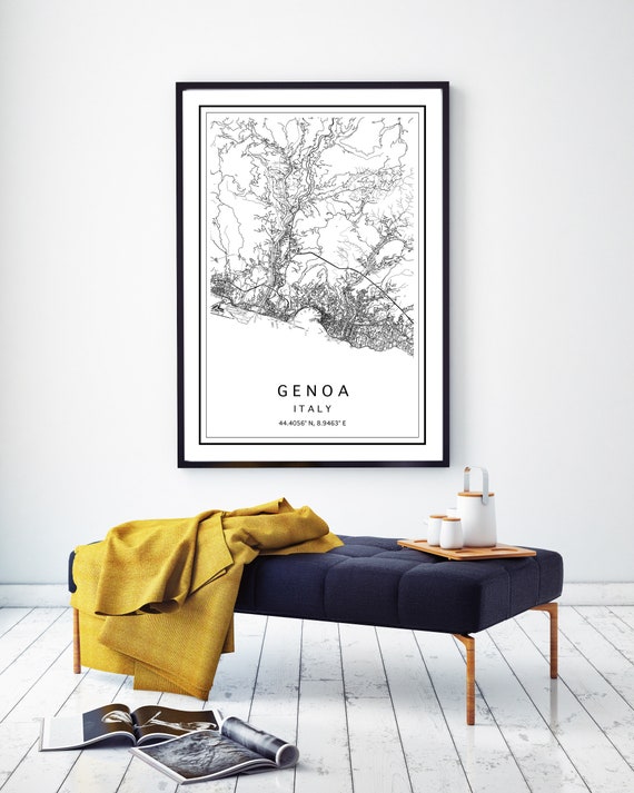 Genoa Map Print Custom City Map Print Genoa Map Poster Map Of Genoa Genoa Digital Map Genoa Map Print Genoa Map Print