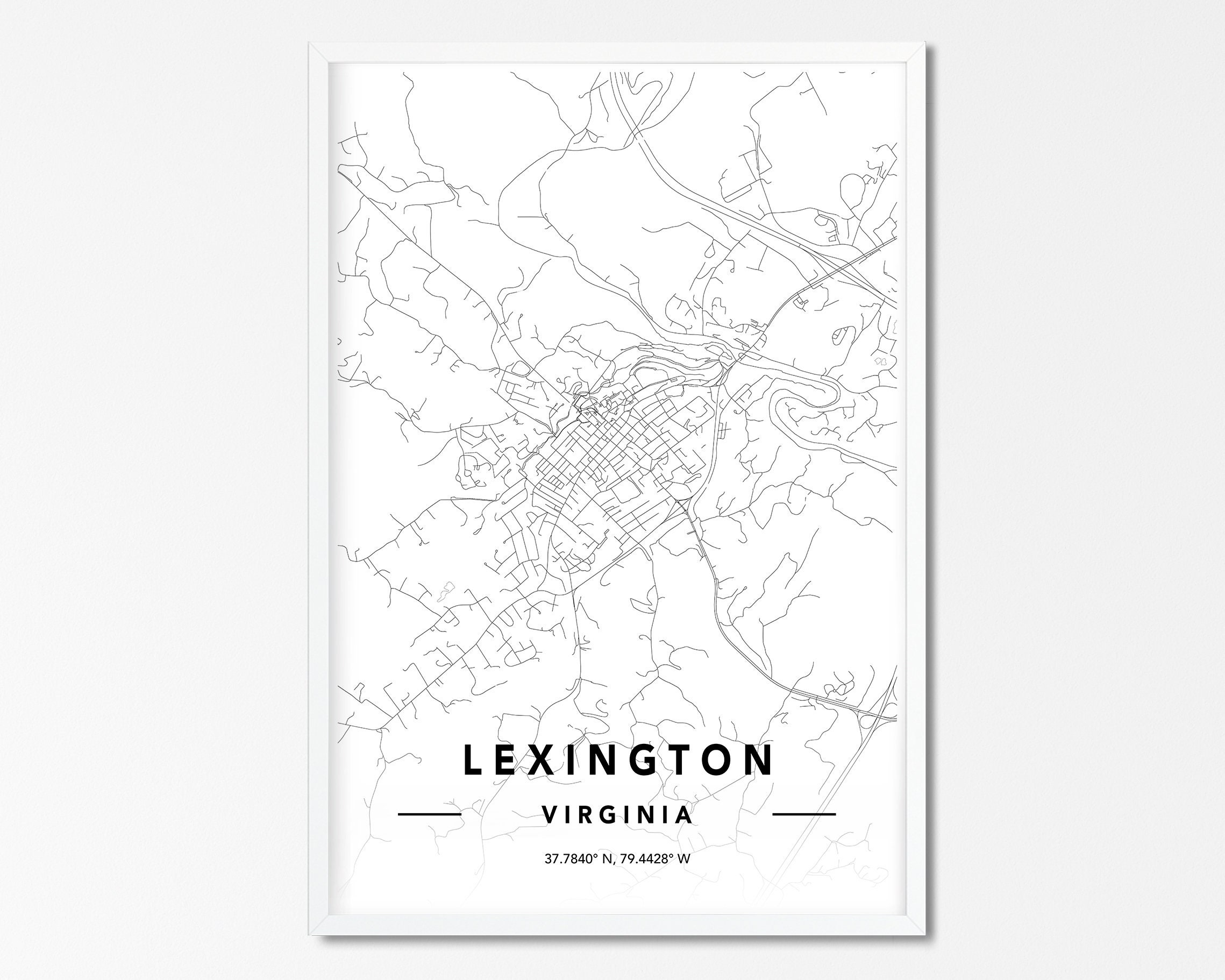 Lexington Virginia DIGITAL DOWNLOAD Map Lexington Map Print Etsy