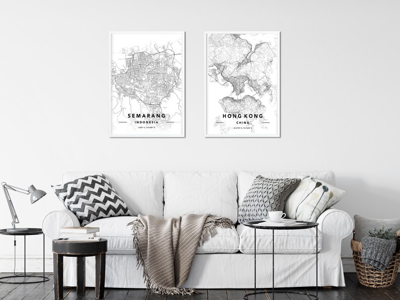 Custom City Map Print Indonesia Map Print Map Of Semarang Semarang Map Print Semarang City Map Wall Art Print Semarang Map Art