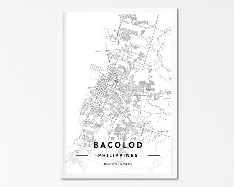 Bacolod DIGITAL DOWNLOAD Map Custom City Map Print Bacolod Etsy