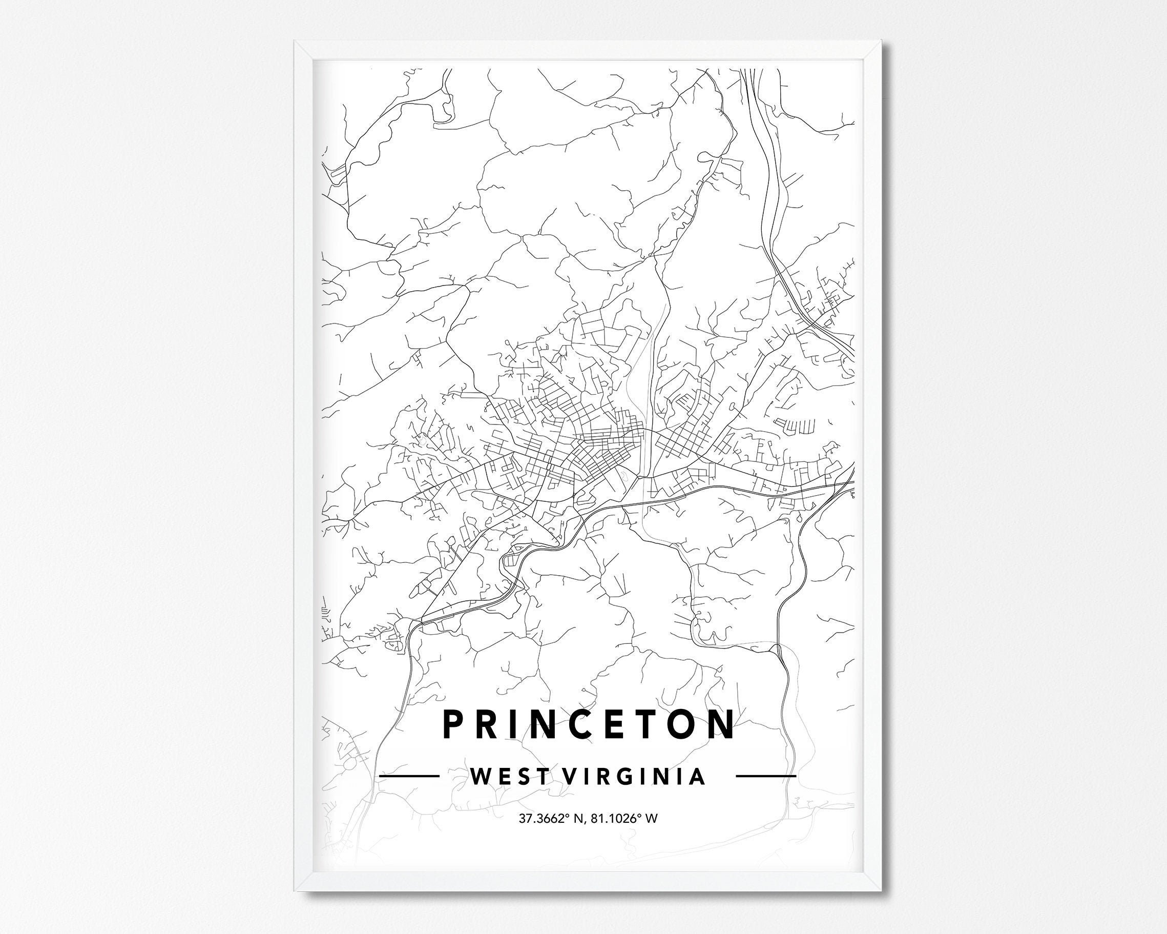 Princeton WV DIGITAL DOWNLOAD Map Princeton Printable Map Etsy