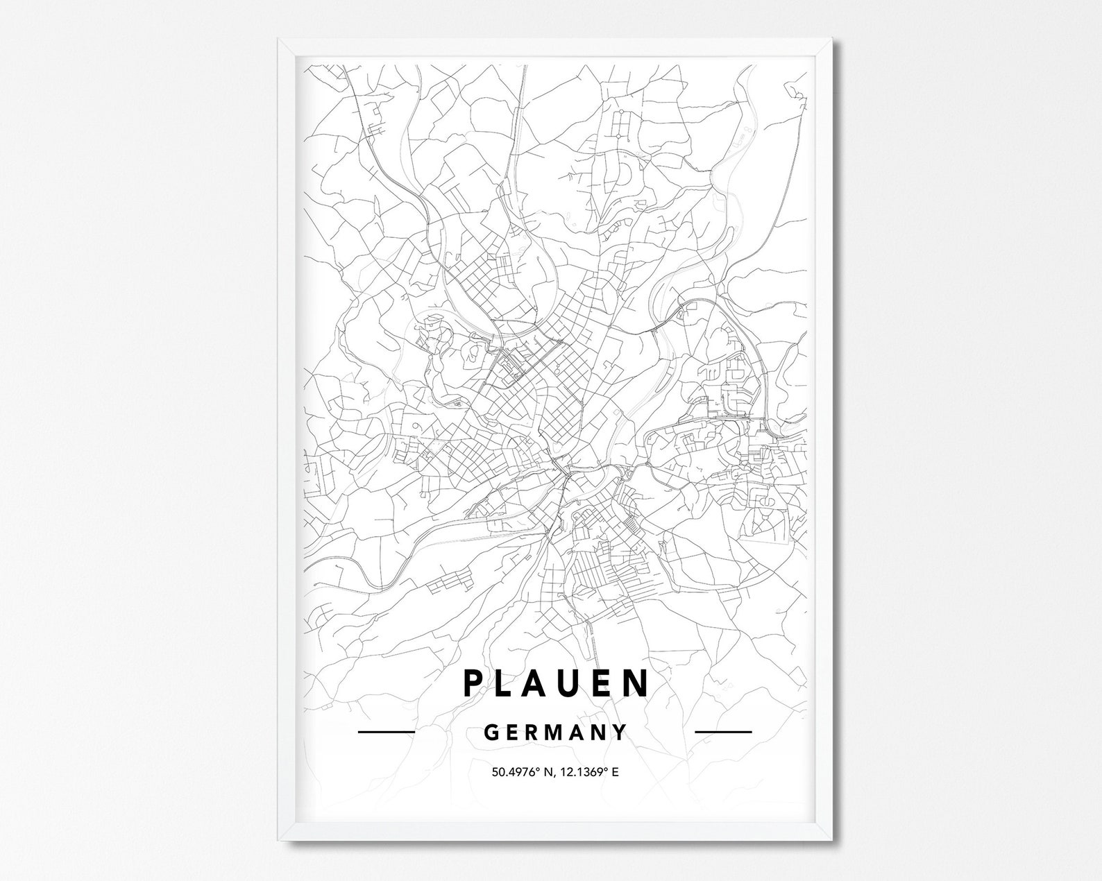 Plauen Karte Druck Plauen Stadtkarte Karte von Plauen | Etsy