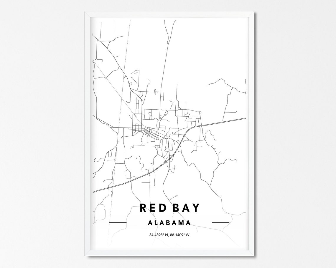 Red Bay Alabama Map Print Red Bay Map Print Red Bay Map Etsy