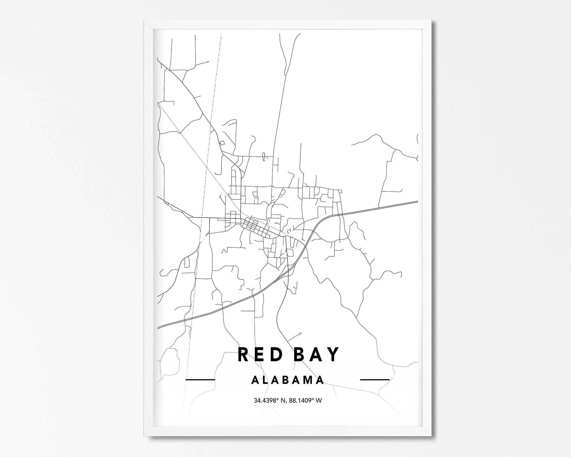 Red Bay Alabama Map Print Red Bay Map Print Red Bay Map Etsy