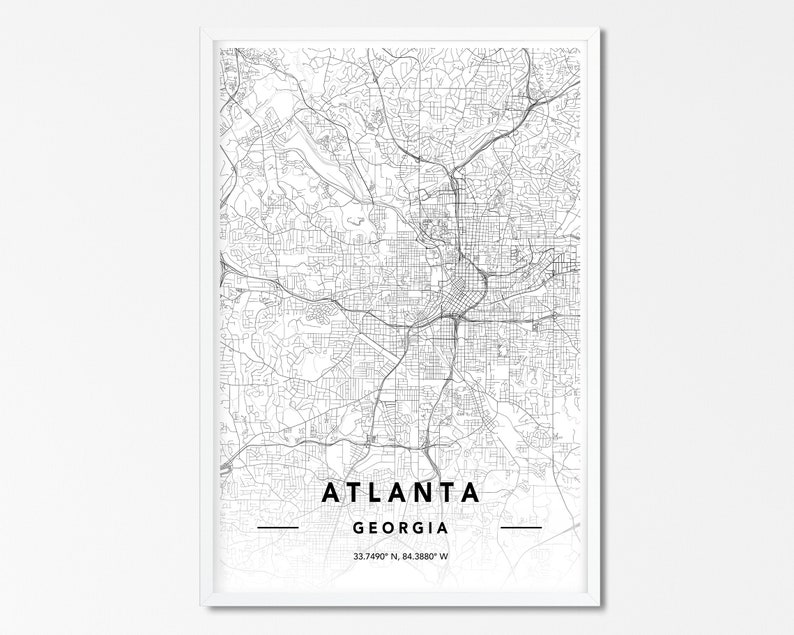 Atlanta Georgia Map Print Custom City Map Print Atlanta GA | Etsy