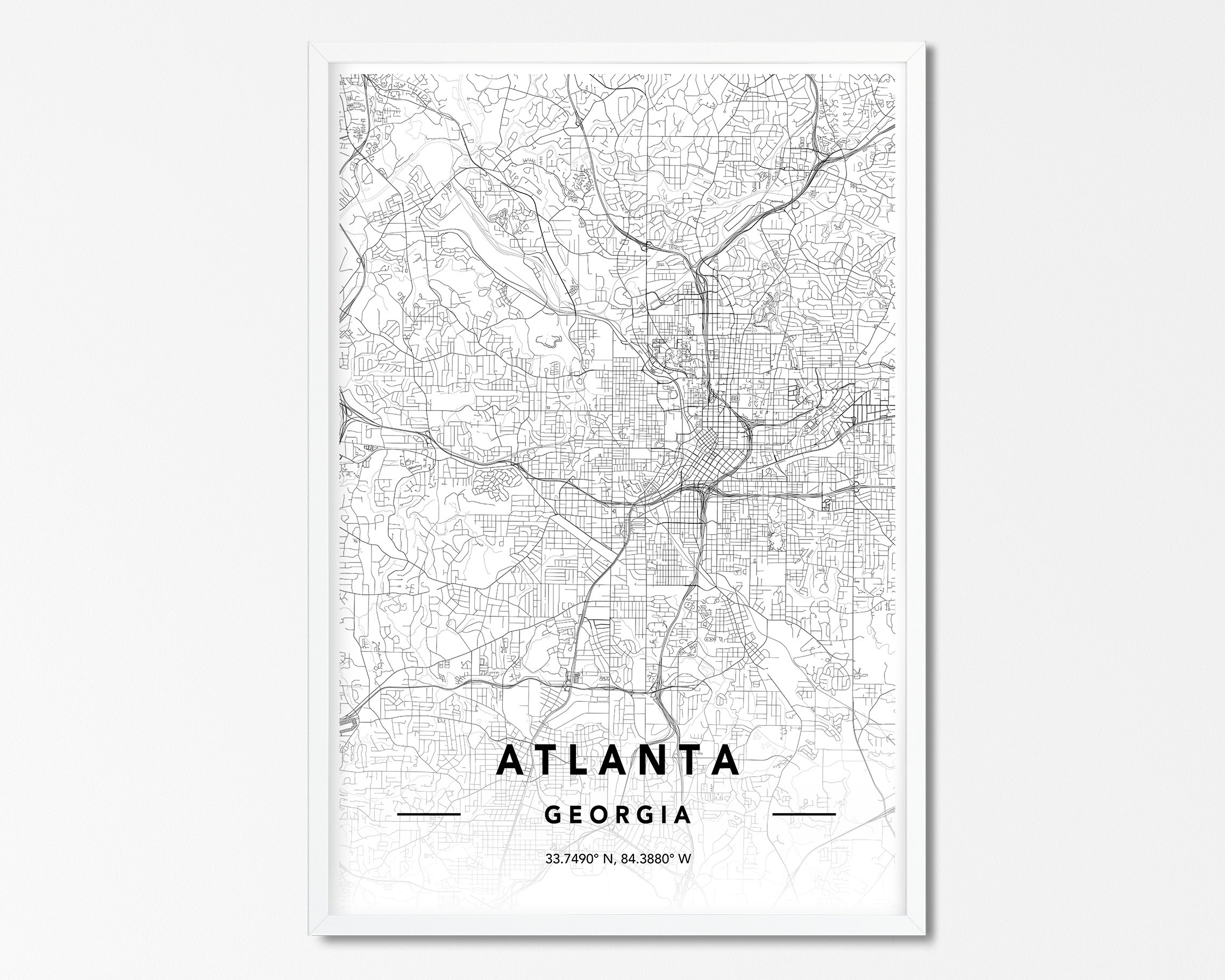 Atlanta Georgia Map Print Custom City Map Print Atlanta GA | Etsy