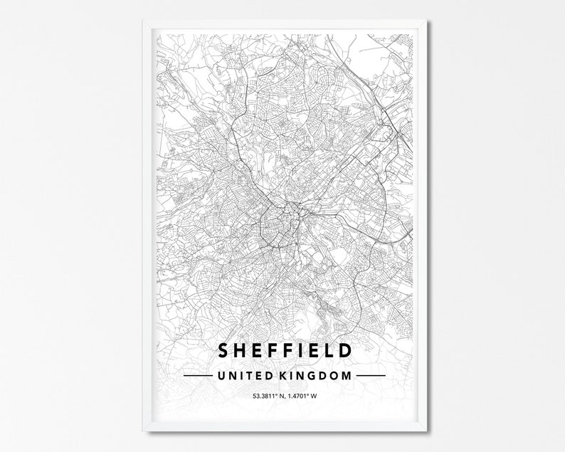 Map Of Sheffield Sheffield City Map Sheffield Map Poster Sheffield Digital Map Sheffield Digital Download Map Sheffield Download Map Art Collectibles Prints Issho Ueno Com