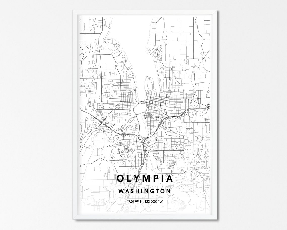 Olympia WA DIGITAL DOWNLOAD Map Olympia Map Poster Map Of | Etsy
