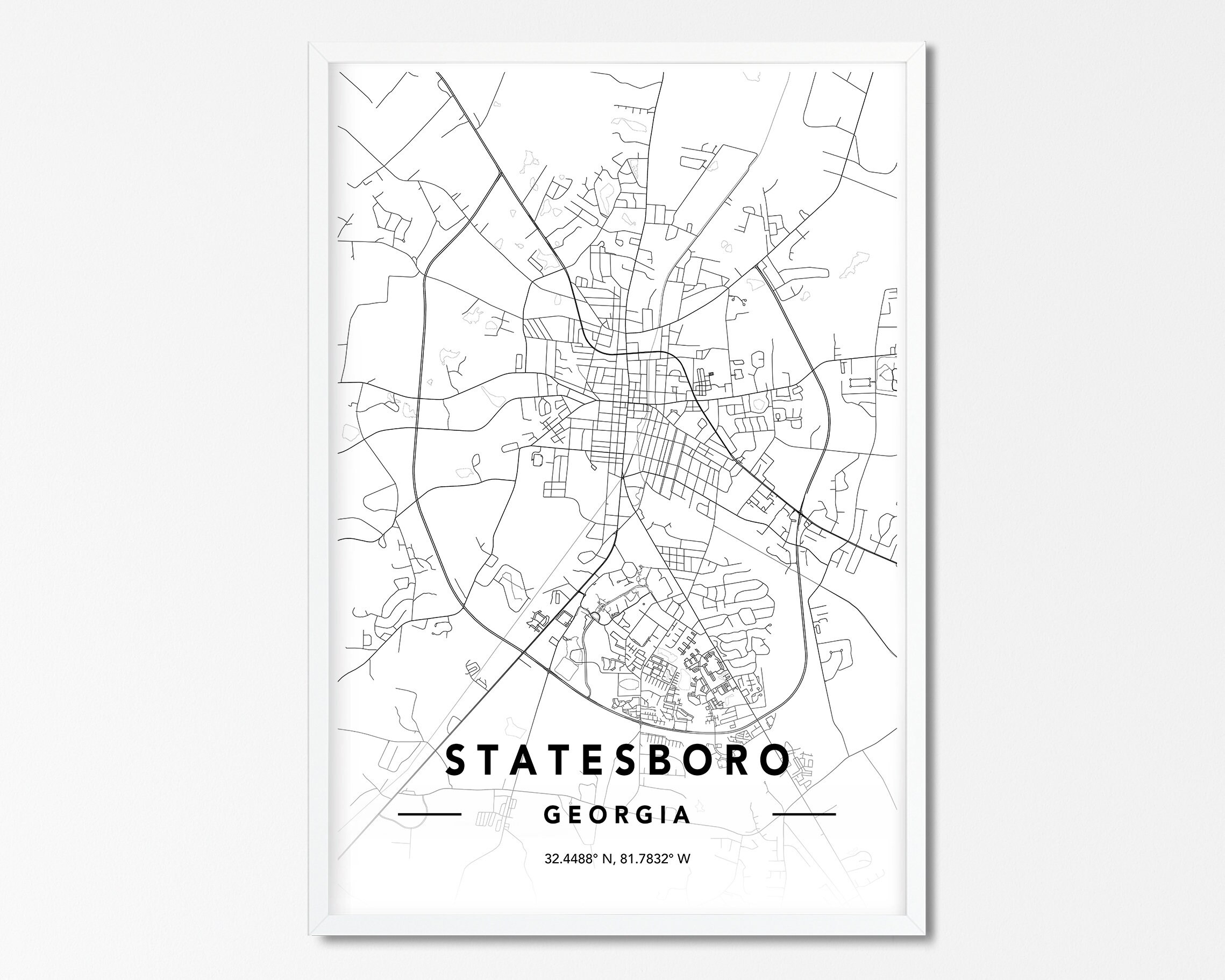 Statesboro Georgia DIGITAL DOWNLOAD Map Print Statesboro  Etsy