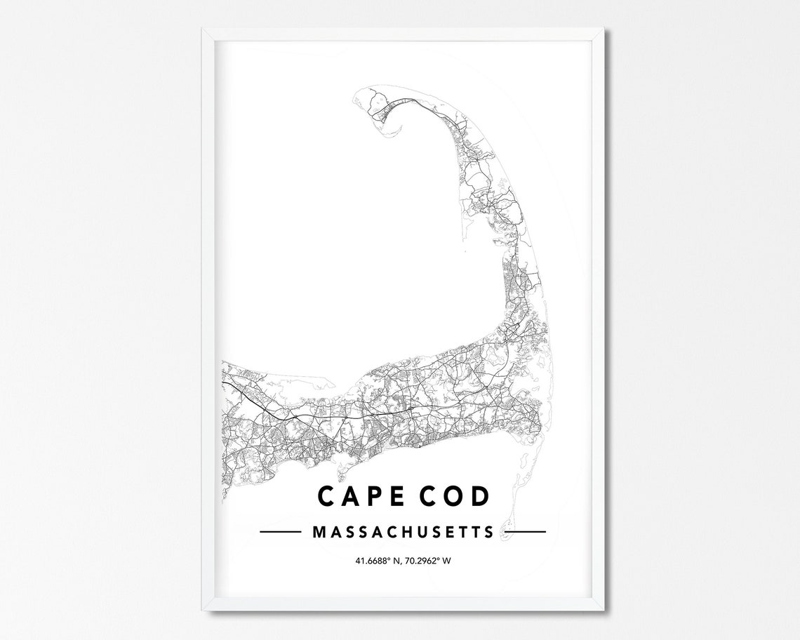 Cape Cod DIGITAL DOWNLOAD Map Print Cape Cod Map Poster Map | Etsy