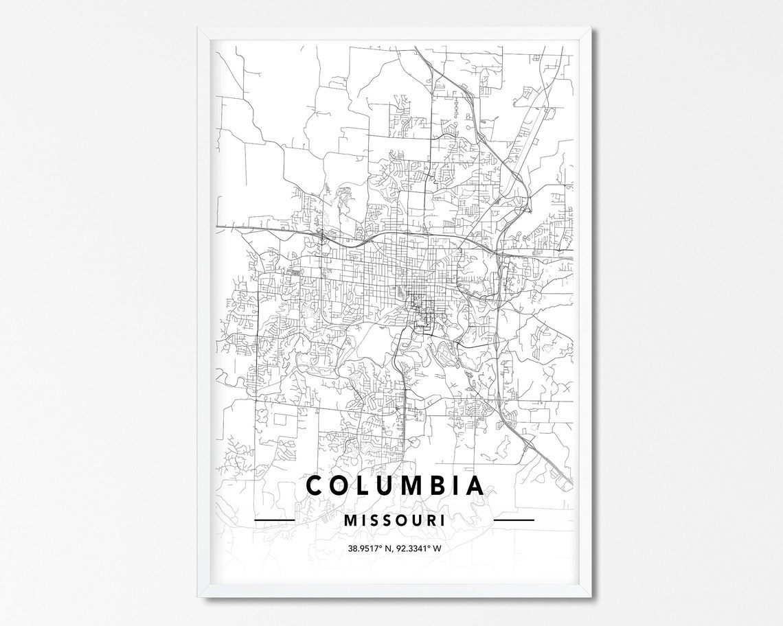 Columbia MO Map Wall Art Custom City Map Print Columbia | Etsy