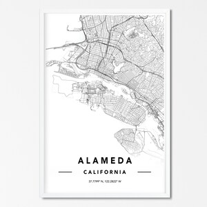 Alameda Map Print Custom City Map Print Alameda City Map  Etsy