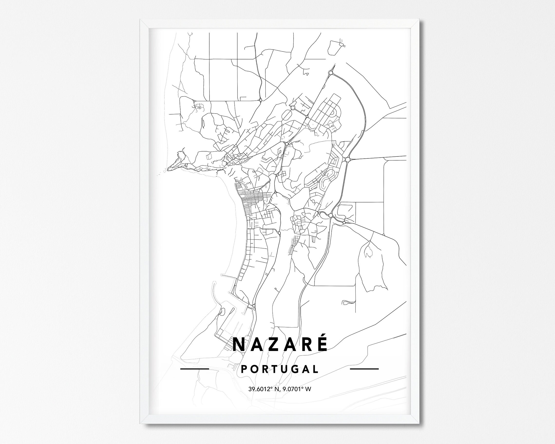 Nazare Portugal DIGITAL DOWNLOAD Map Print Custom Map Print Etsy
