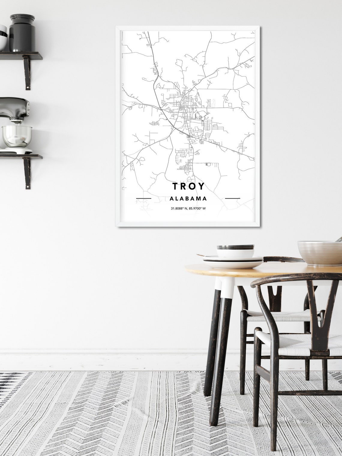 Troy Alabama Map Print Custom City Map Print Troy AL City Etsy