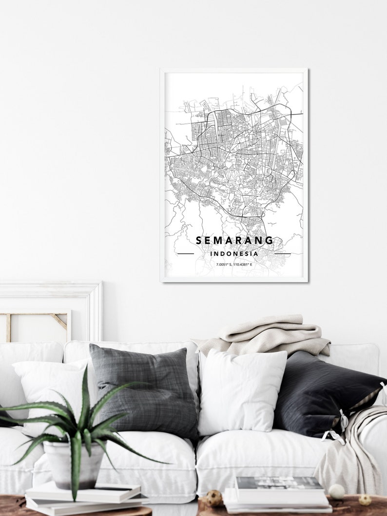 Custom City Map Print Indonesia Map Print Map Of Semarang Semarang Map Print Semarang City Map Wall Art Print Semarang Map Art