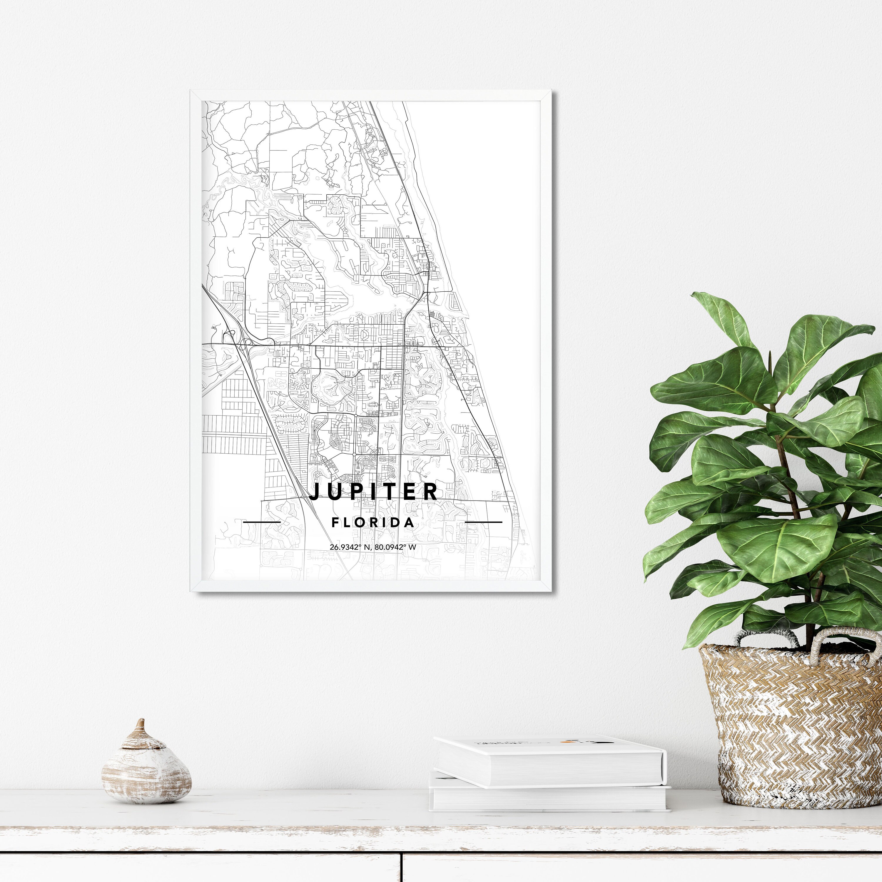 Jupiter FL Map Print Custom City Map Print Jupiter FL City Etsy