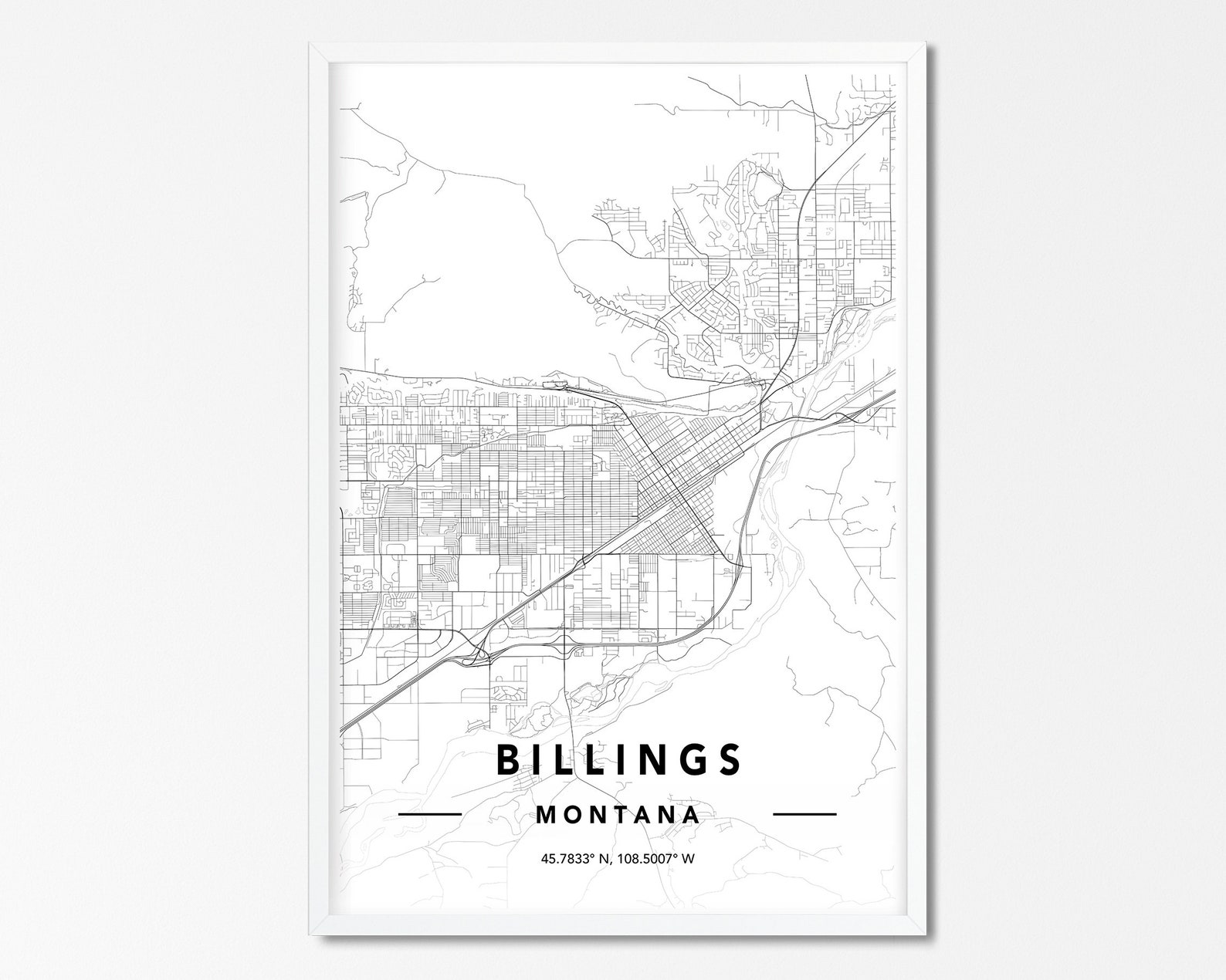 Billings MT DIGITAL DOWNLOAD Map Billings Map Poster Map Of Etsy