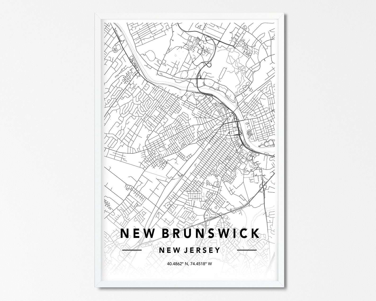 New Brunswick NJ Map Print Custom City Map New Brunswick nj | Etsy