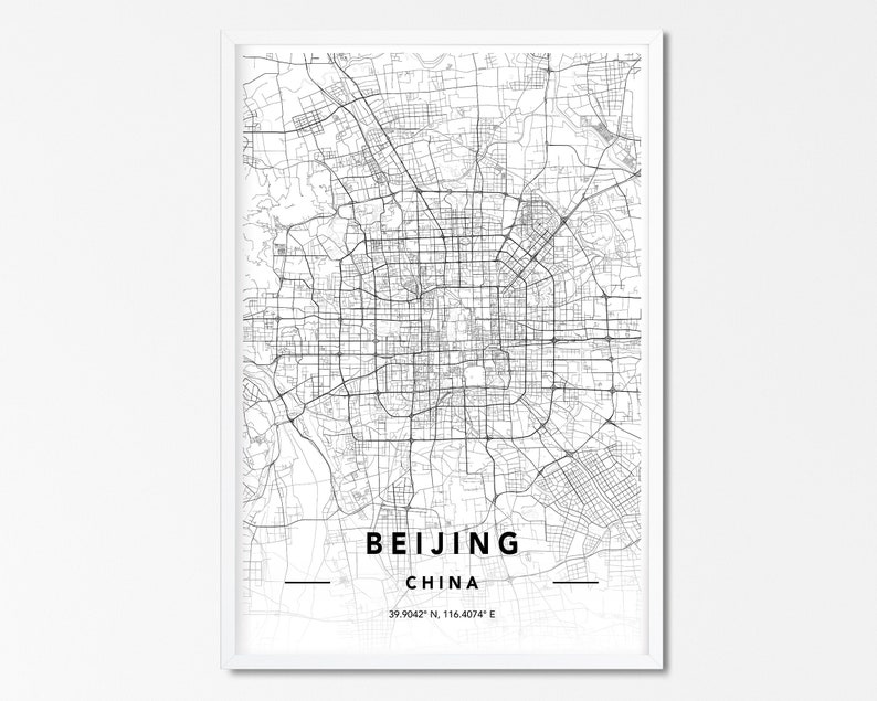 Beijing Print Beijing Wall Art Custom Map Print Beijing Map Print Beijing Map Poster Beijing Wall Art Beijing China Map