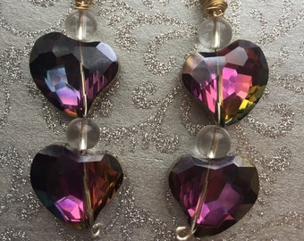 Heart earrings, crystal earrings, Elegant Jewelry, Vintage Jewelry, Womens Accessories, Valentines Day Gift, Jewellery