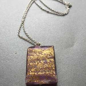 Pink Necklace Murano glass necklace lampwork glass necklace rectangle necklace venetian jewelry gold earrings