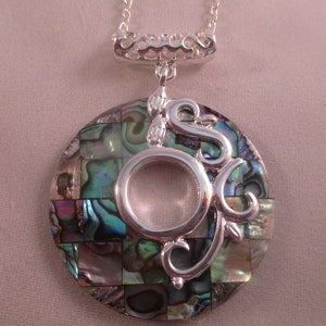 Round •Abalone Silver Necklace Stunning Abalone shell Silver Necklace Beach Jewelry