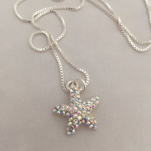 Colar de estrela do mar colar de cristal colar de praia colar de prata delicado colar de cristal joias do oceano