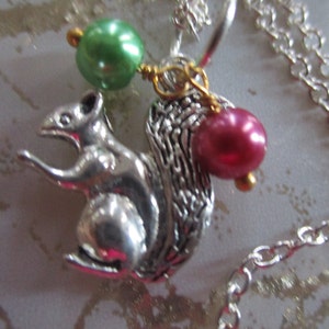 Squirrel Necklace Woodland Animal Necklace Autumn Jewelry Silver Squirrel Jewelry