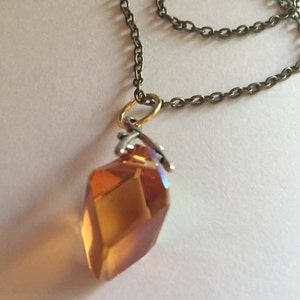 Swarovski koperen kubus hanger ketting prachtige kristal ketting kubus ketting antieke gouden ketting