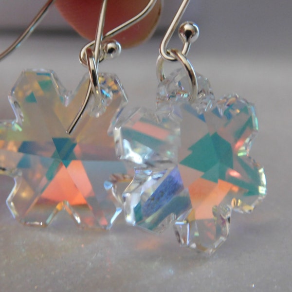 Swarovski Snowflake Winter Crystal Earrings AB Crystal Drop Earrings Swarovski Jewelry Crystals Winter Crystal Jewelry