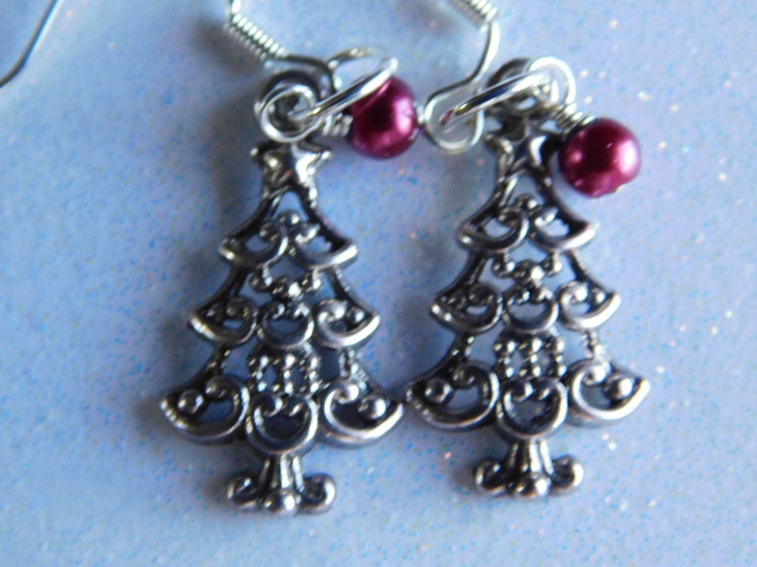 Adorned Silver Christmas Tree Earrings Christmas Tree | Etsy