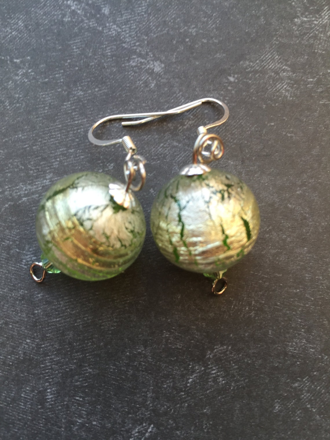 Murano Glass Earrings Light Green Earrings Silver Earrings - Etsy